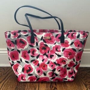 kate spade Pink and Black Floral Tote